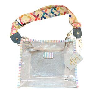 NWT Erin Condren Watercolor Stripes Colorful Clear Crossbody Stadium Bag MCC